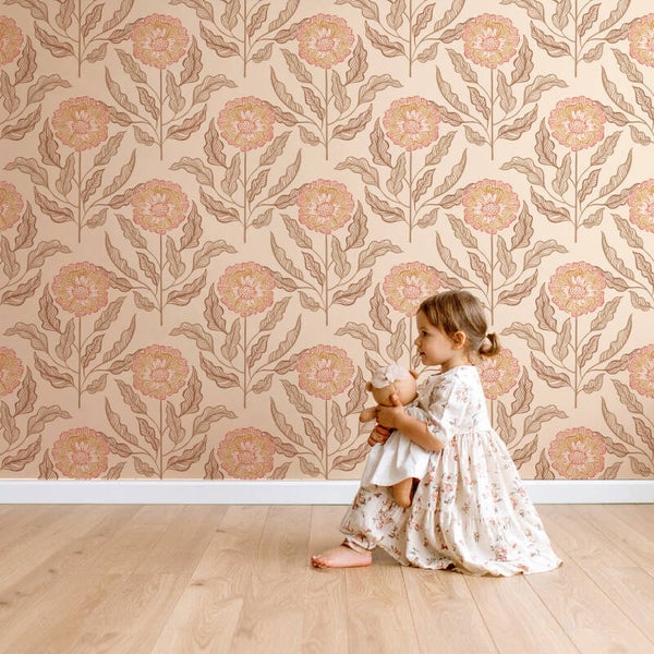 Behang Sunset flowers | amber glow