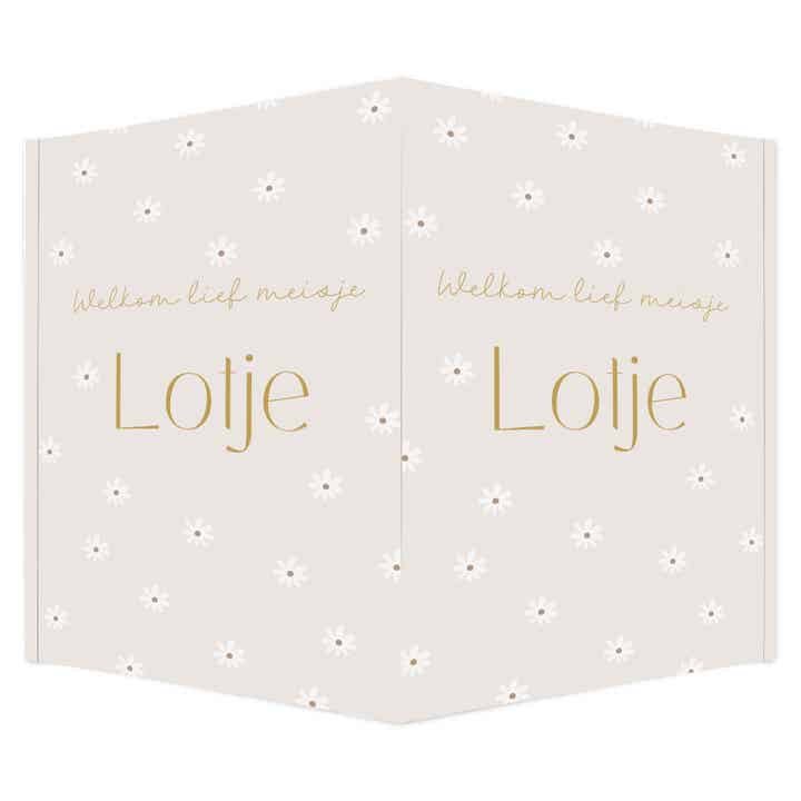 Geboortebord beige met madeliefjes