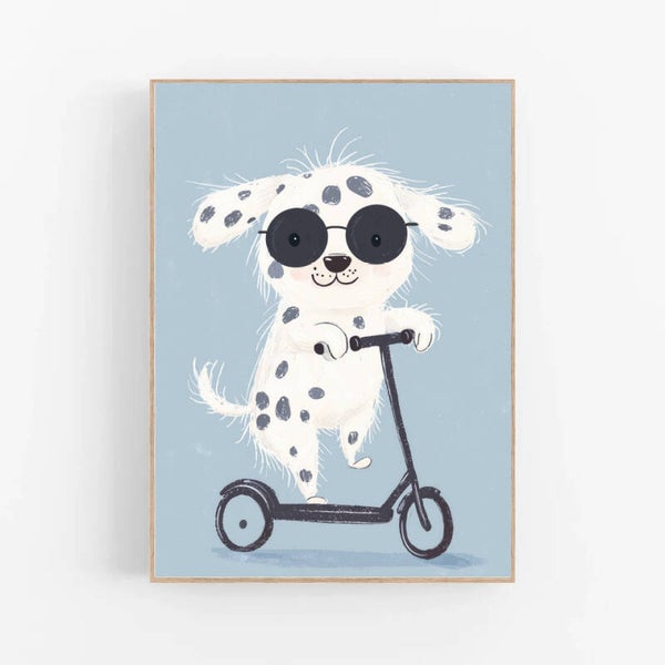 Kinderkamer print | Dalmatier op een step