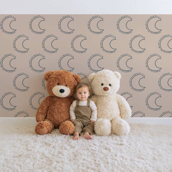Patroonbehang Lambrisering – Moon | blauw
