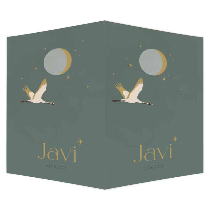 Geboortebord kraanvogel - groen