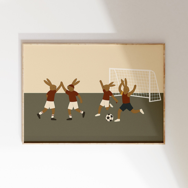 Kinderkamer print - Voetbal wedstrijd