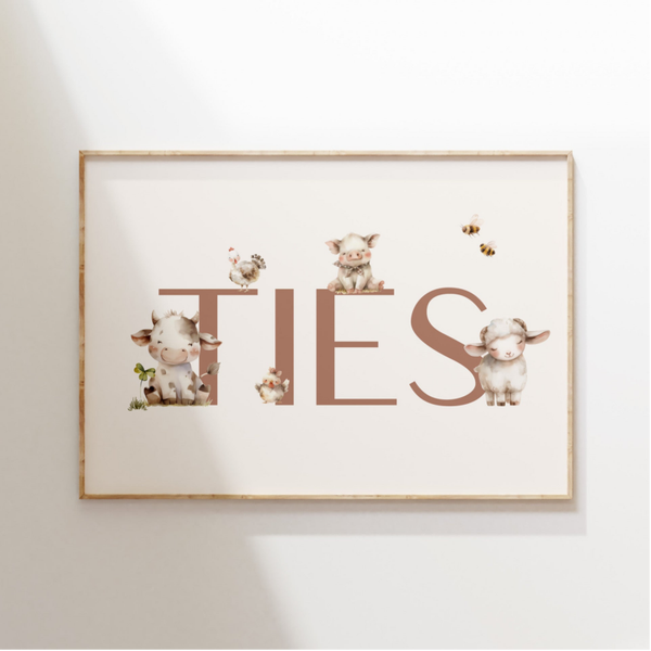 Naamposter op de boerderij