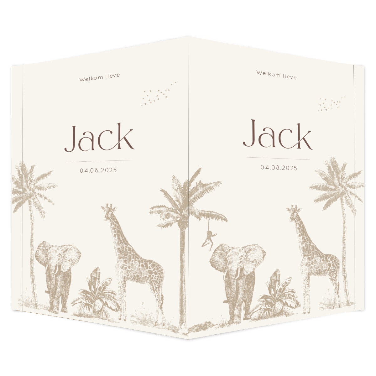 Geboortebord jungle - beige