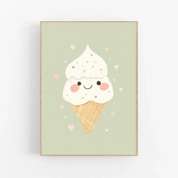 Kinderkamer print | Ijsje met hartjes