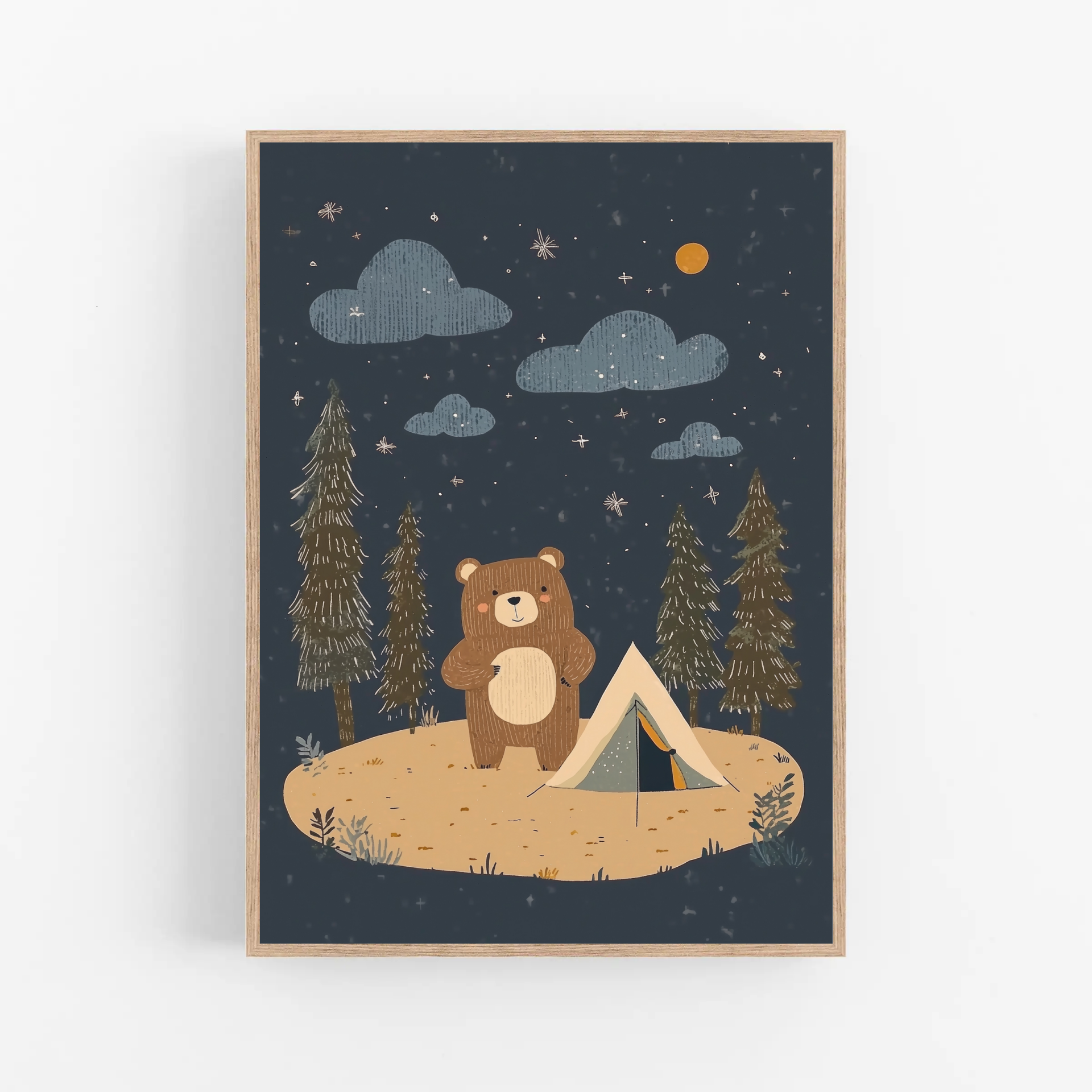 Kinderkamer print | Beertje kampeert