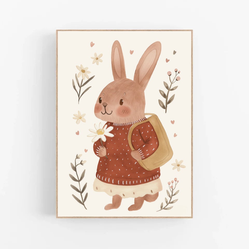 Kinderkamer print | Konijntje in het bos