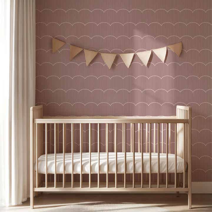 Behang Retro waves | aubergine