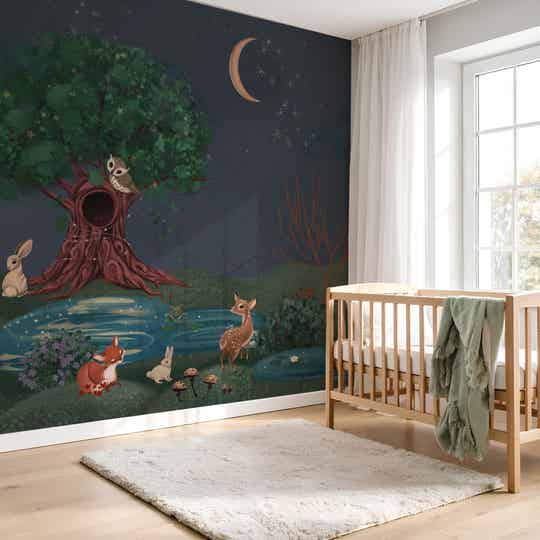 Behang Enchanted forest  | blauw