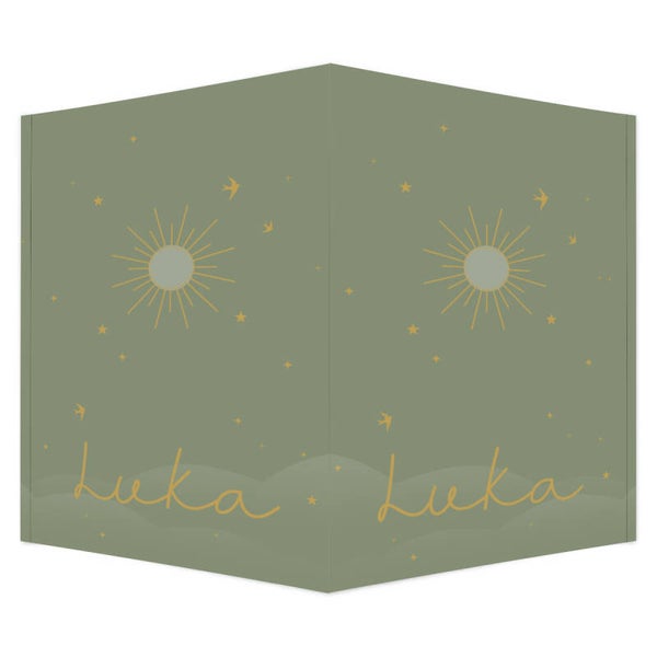 Geboortebord met een zonnetje en vogels - groen