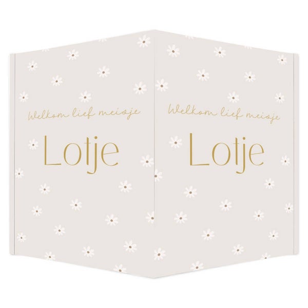 Geboortebord beige met madeliefjes