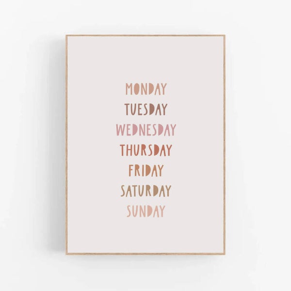 Kinderkamer print | Monday Tuesday Wednesday
