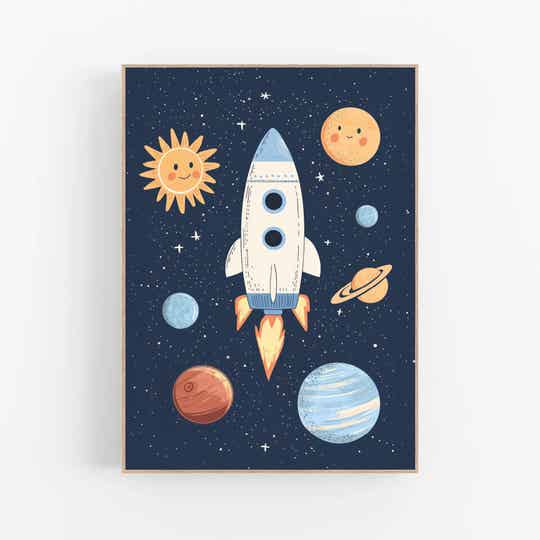 Kinderkamer print | Ruimte raket