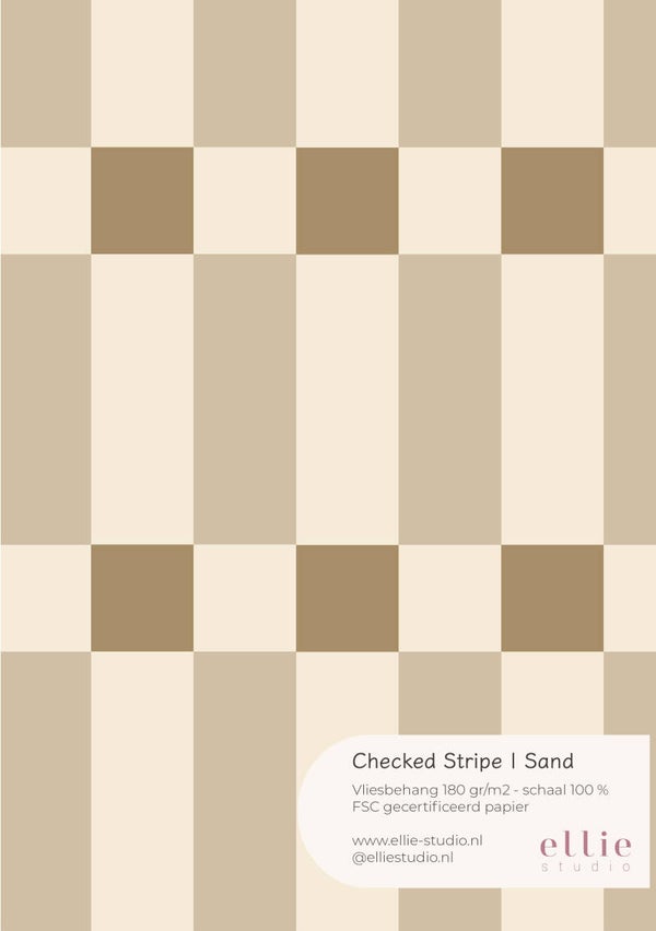Behangstaal - Checkered Stripes | sand