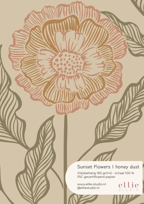 Behangstaal - Sunset flowers | honey dust