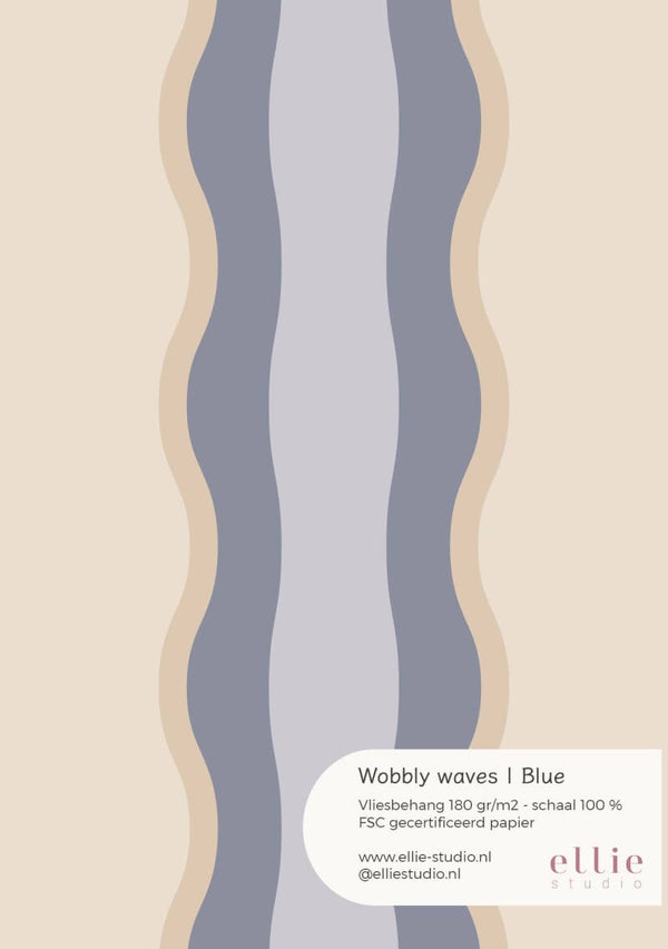 Behangstaal -  Wobbly waves | blue