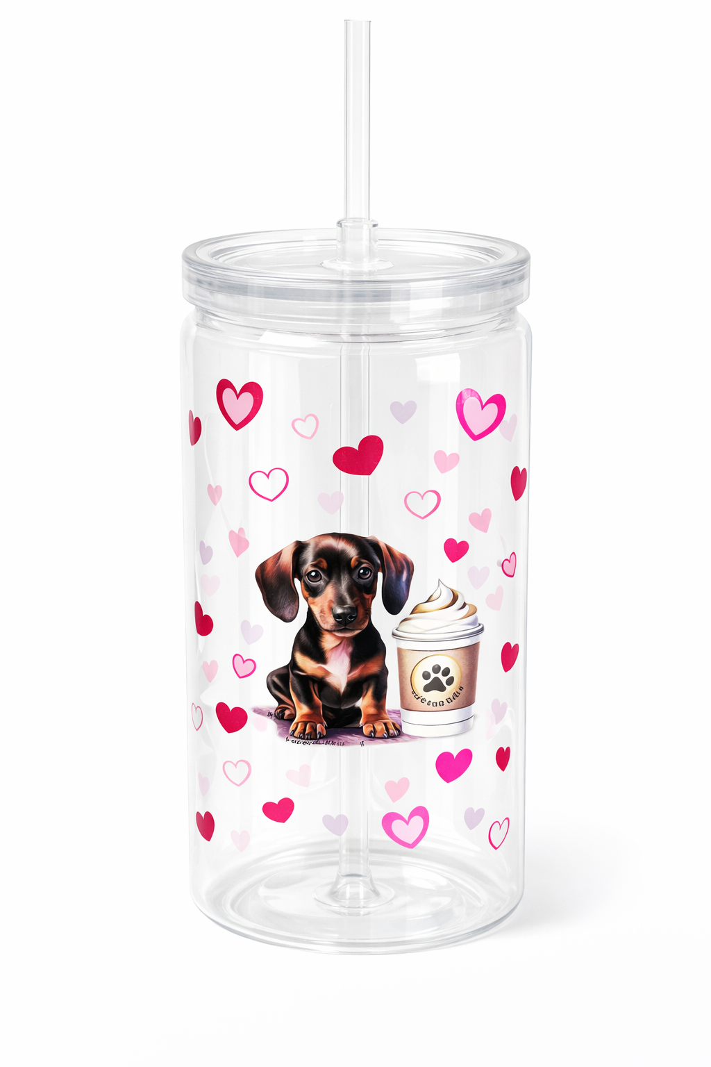 Plastic tumbler Dog Mom Cold Cup –  met Rietje – Honden Prints