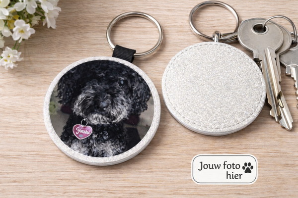 Gepersonaliseerde Sleutelhanger met Foto (Glitter)