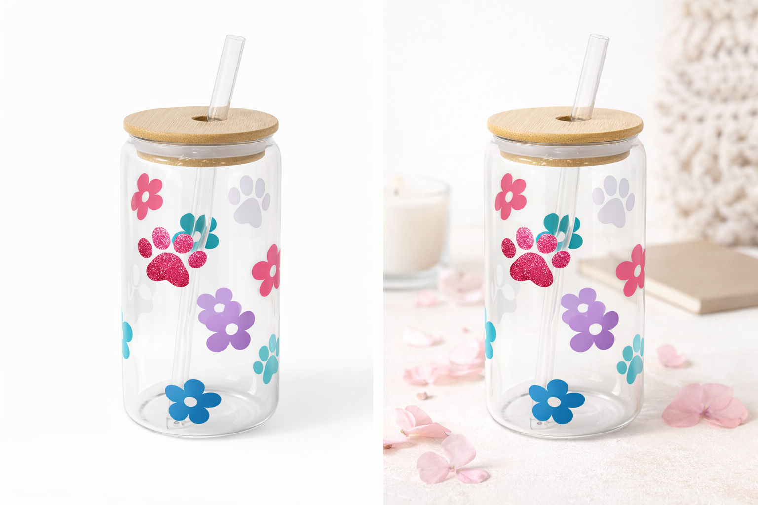 Premium Glazen Drinkbeker met Glazen Rietje – Dog Mom & Nature Designs