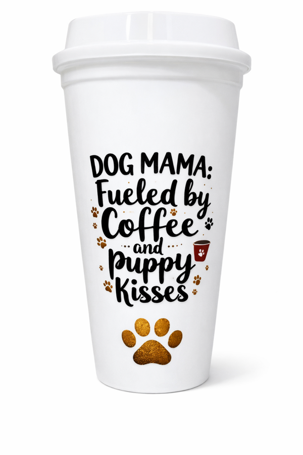 Dog Mama To-Go Beker – "Coffee & Puppy Kisses" – 450 ml