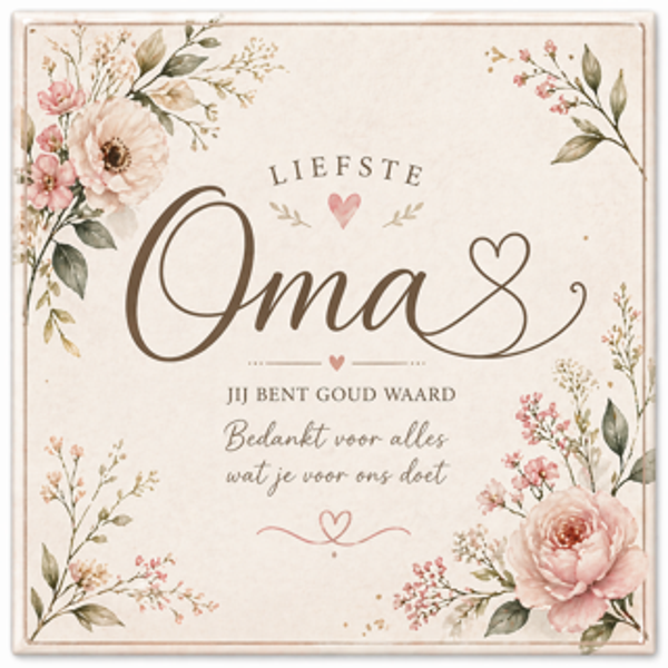 Gepersonaliseerde sublimatietegel OMA  & OPA- MOEDER– 15×15 cm | uniek cadeautje