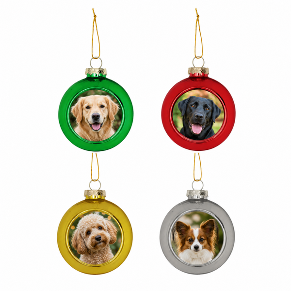 Gepersonaliseerde Kerstbal met Foto van Jouw Hond (8cm)