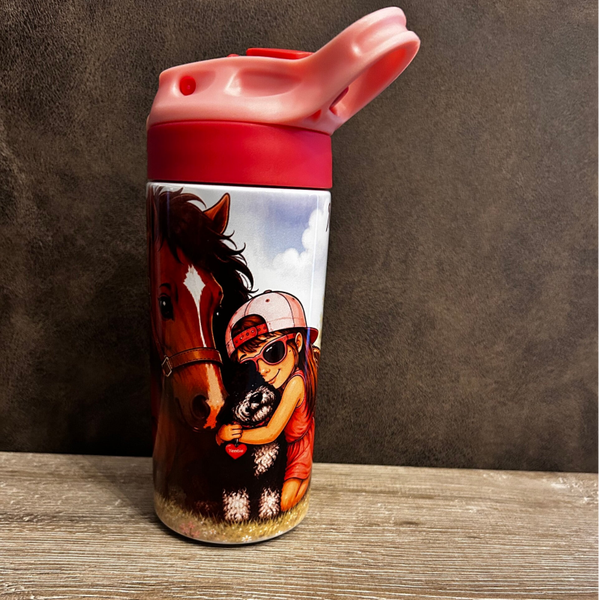 Gepersonaliseerde kinder drinkfles met ingebouwd rietje– 12 oz / 355 ml
