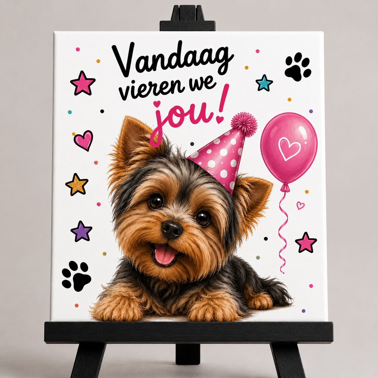 Tegeltje - Verjaardag met Mini schildersezel