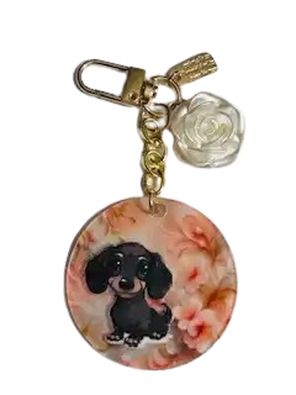 sleutelhanger roze teckel