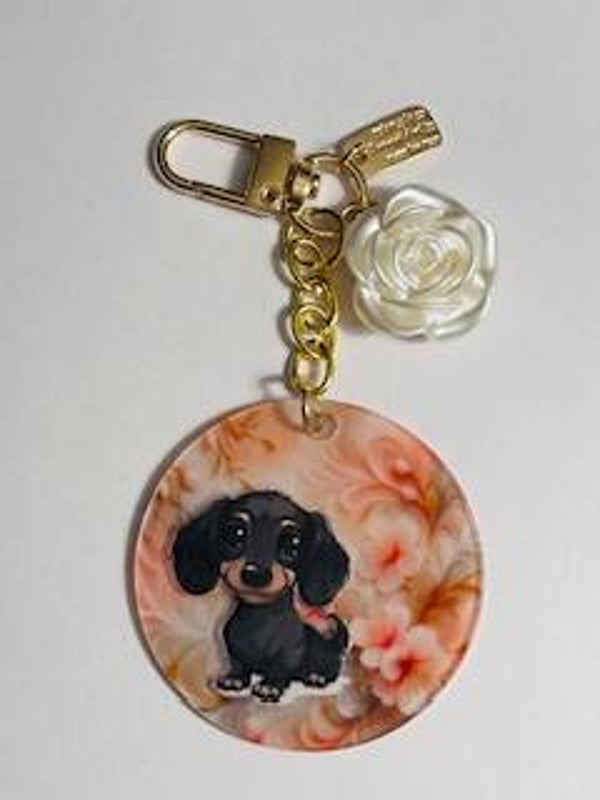 sleutelhanger roze teckel