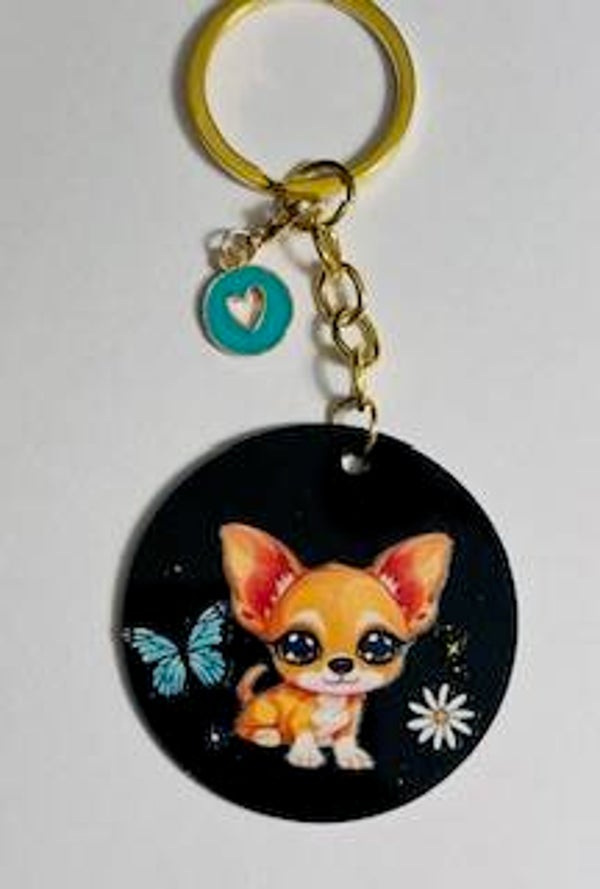 sleutelhanger pup chihuahua met hartje