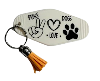 Hotelsleutelhanger peace love dogs