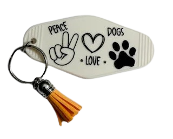 Hotelsleutelhanger peace love dogs