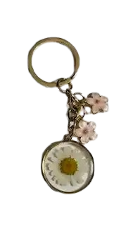 sleutelhanger met echte bloem in UV resin