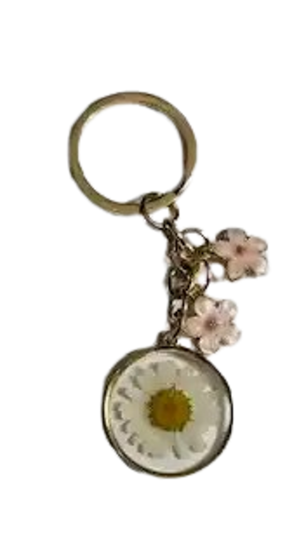 sleutelhanger met echte bloem in UV resin