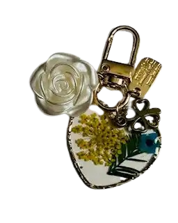 sleutelhanger met echte bloem in UV resin