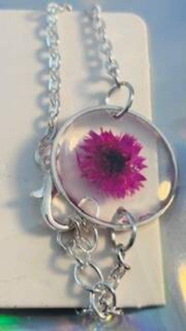 Armband met echte bloem in UV Resin