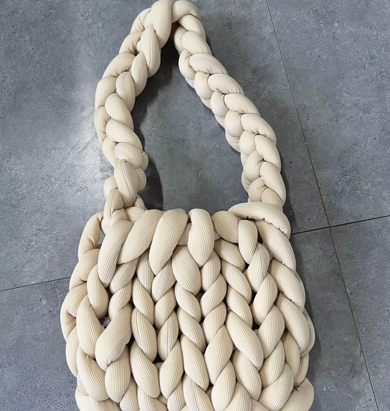 white knit bags