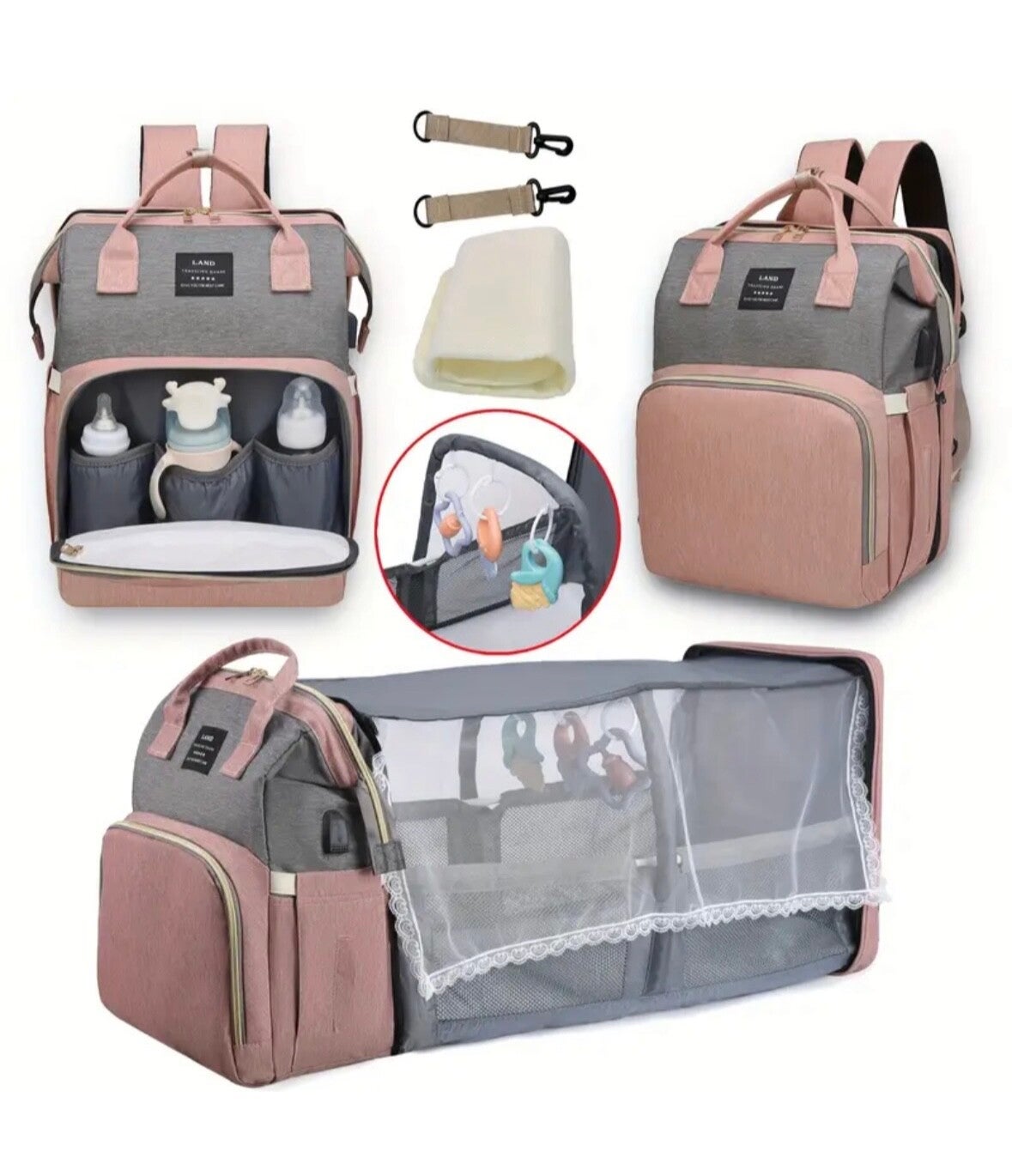 Windeltasche-Rucksack mit Wickelstation