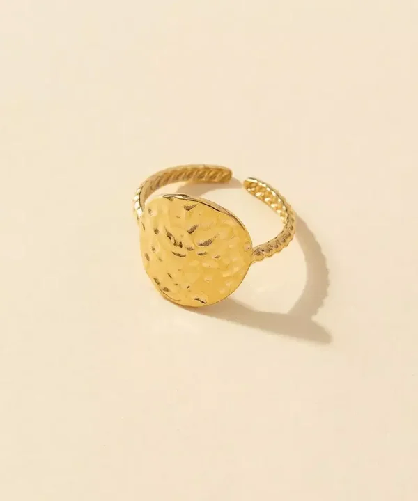 Bague ajustable texturée en acier inoxydable - forme ronde