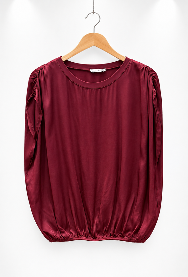 Blouse SAILLA fluide satinée bordeaux