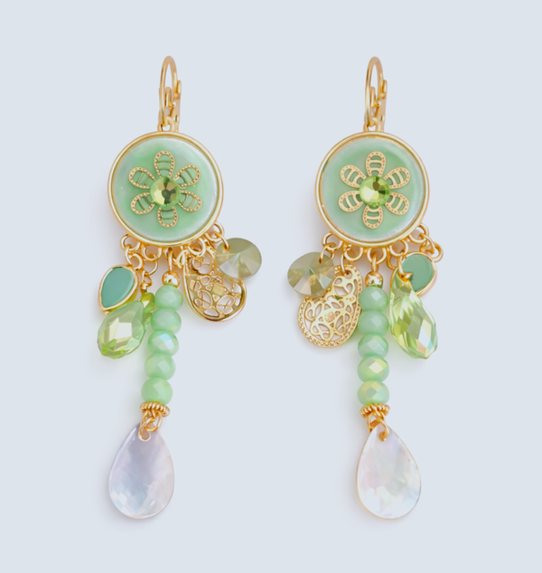 Boucles d'oreilles en émail avec pendants bohèmes chic