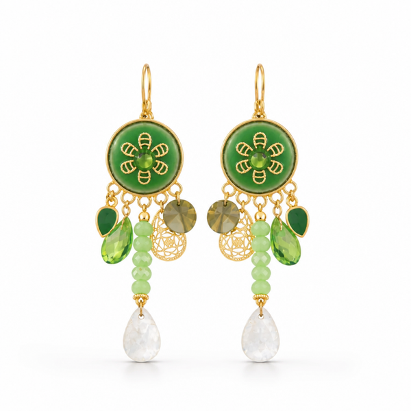 Boucles d'oreilles en émail avec pendants bohèmes chic