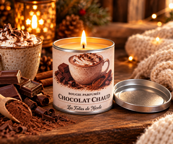 Bougie artisanale parfumée chocolat chaud - Les Folies de Nicole