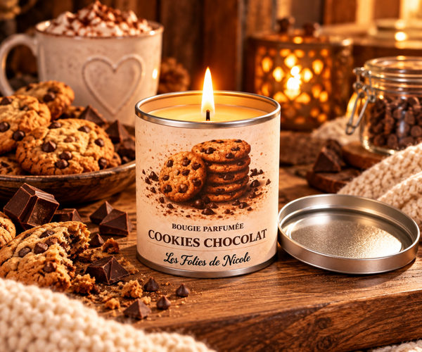 Bougie artisanale parfumée Cookies chocolat - Les Folies de Nicole