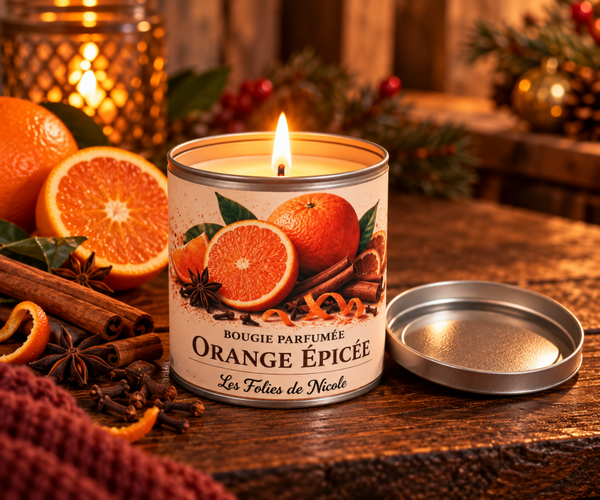 Bougie artisanale parfumée Orange épicée - Les Folies de Nicole