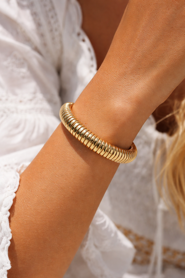 Bracelet câble doré acier inoxydable extensible