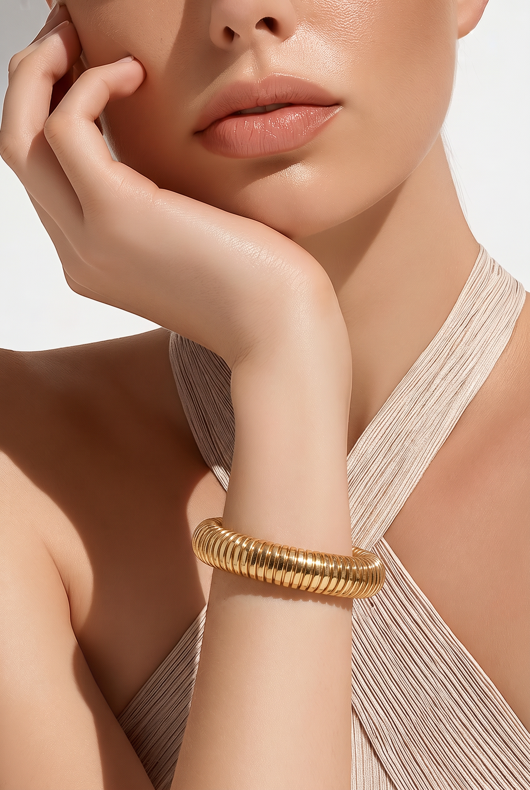 Bracelet câble doré acier inoxydable extensible