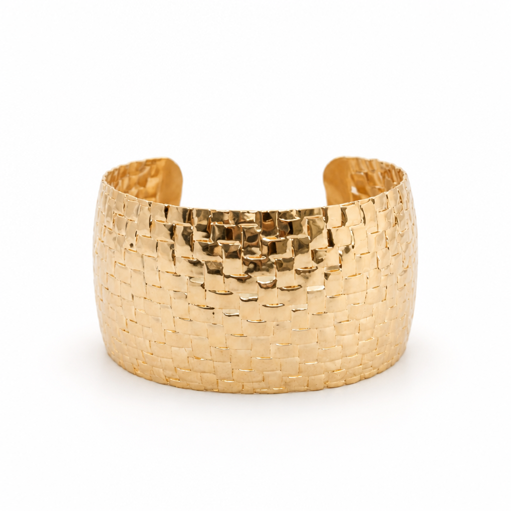 Bracelet manchette bohème large doré acier inoxydable - ajustable