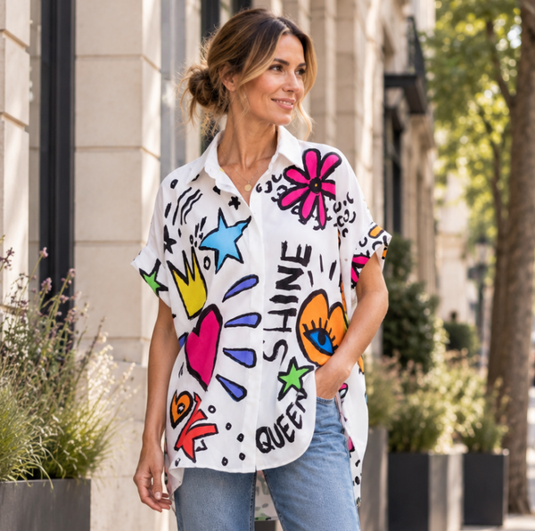 Chemise graffitis coupe oversize